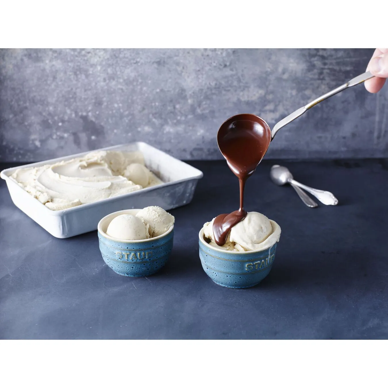 Staub 2-pcs Round Ceramic Ramekin Set Ancient-turquoise 2 Staub 2-pcs Round Ceramic Ramekin Set Ancient-turquoise - Image 2