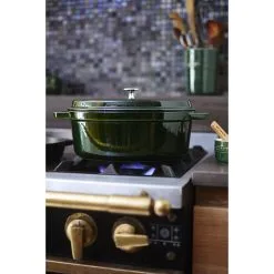 Staub 33 Cm Oval Cast Iron Cocotte Basil-green -Knives & Scissors Sales Store 000016966
