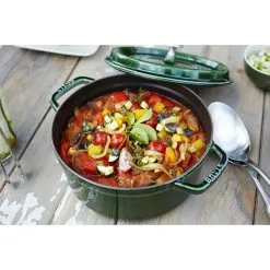 Staub 28 Cm Round Cast Iron Cocotte Basil-green -Knives & Scissors Sales Store 000017126