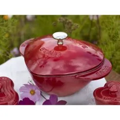 Staub 20 Cm Heart Cast Iron Cocotte Cherry -Knives & Scissors Sales Store 000017301