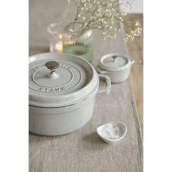 Staub 22 Cm Round Cast Iron Cocotte White Truffle -Knives & Scissors Sales Store 000019744