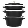 Staub 3-pcs Cast Iron Pot Set Black