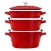 Staub 3-pcs Cast Iron Pot Set Cherry