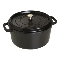 Staub 28 Cm Round Cast Iron Cocotte Black