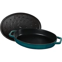 Staub 33 Cm Oval Cast Iron Oven Dish With Lid La-mer -Knives & Scissors Sales Store 40501 125 0 6