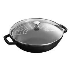 Staub 30 Cm Cast Iron Wok With Glass Lid Black
