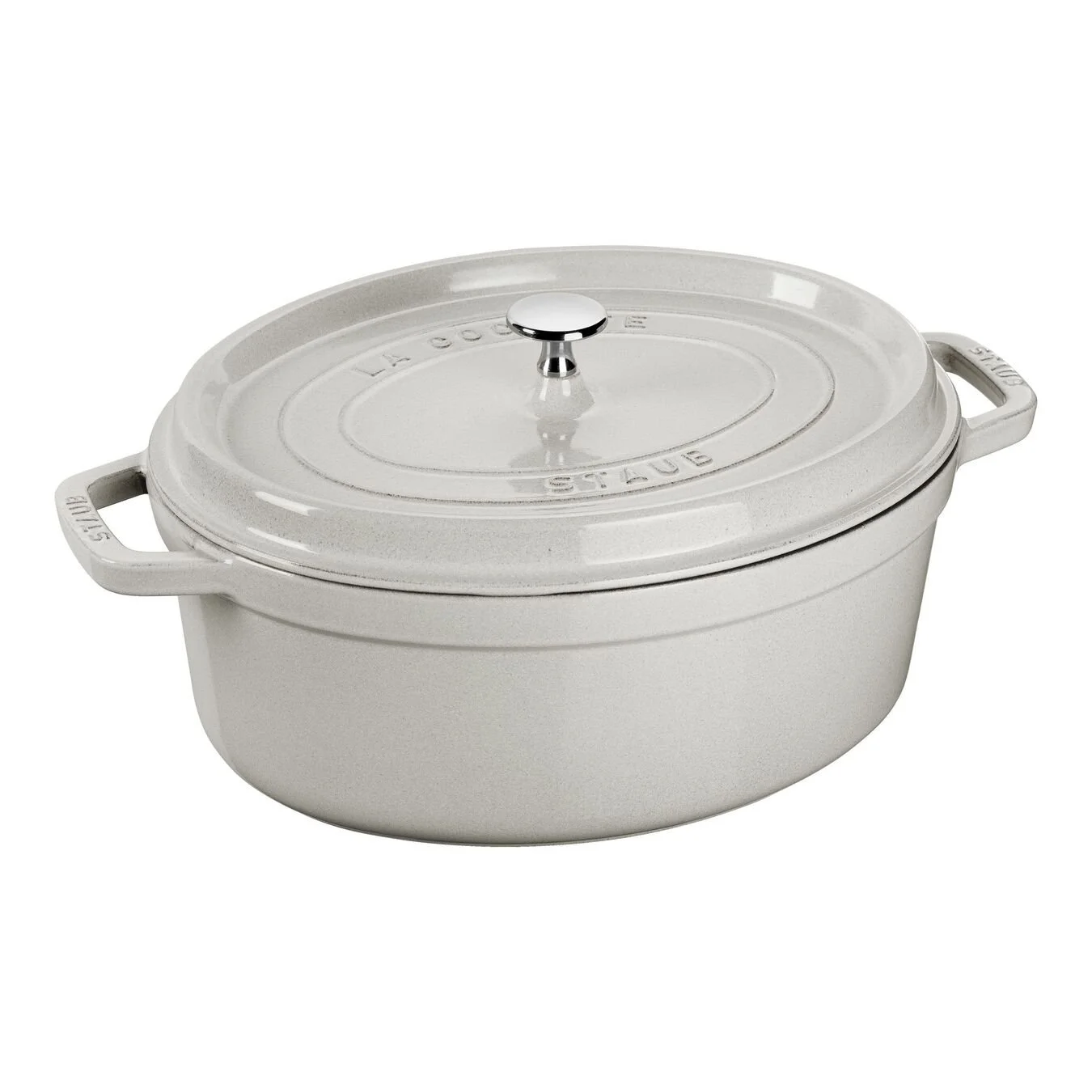 Staub 31 Cm Oval Cast Iron Cocotte White Truffle 1 Staub 31 Cm Oval Cast Iron Cocotte White Truffle
