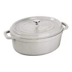Staub 37 Cm Oval Cast Iron Cocotte White Truffle