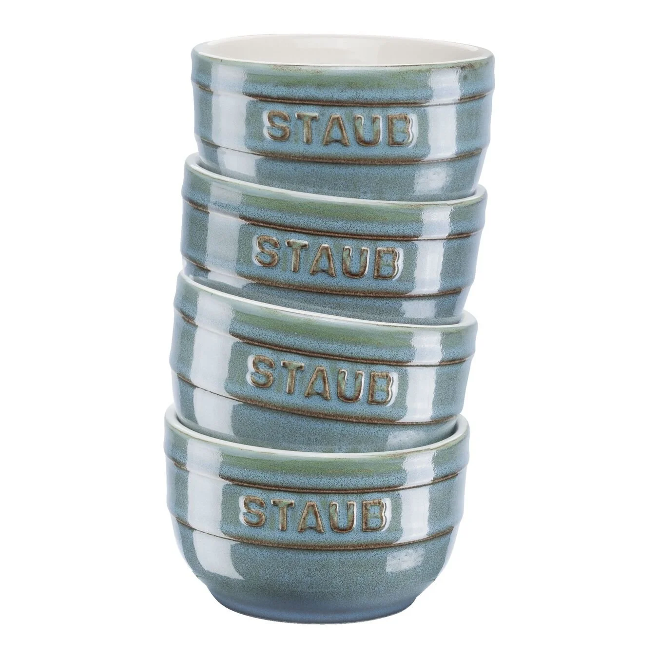 Staub 4-pcs Ceramic Ramekin Set Ancient-turquoise 1 Staub 4-pcs Ceramic Ramekin Set Ancient-turquoise