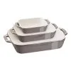 Staub 3-pcs Rectangular Ovenware Set Ancient-grey