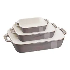 Staub 3-pcs Rectangular Ovenware Set Ancient-grey