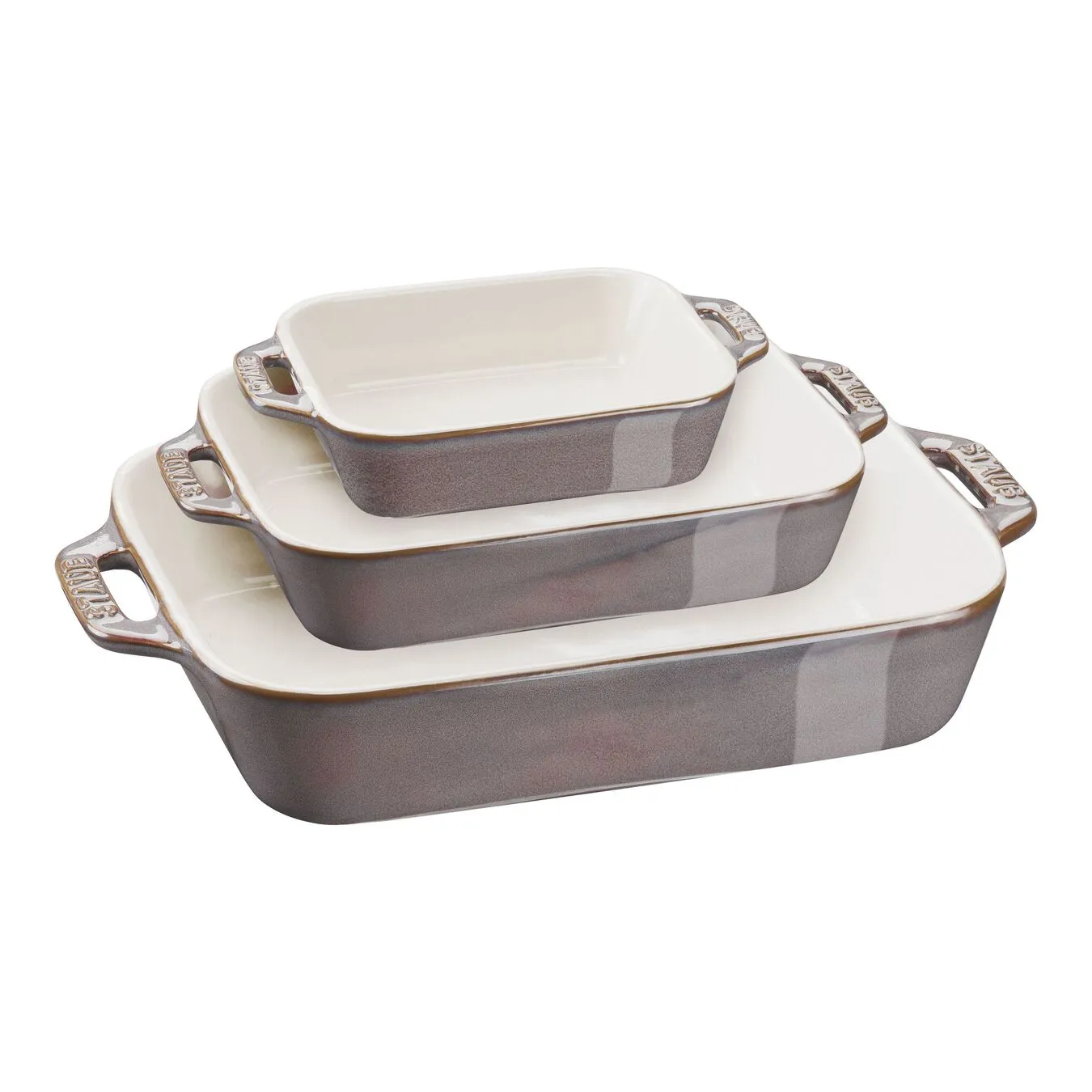 Staub 3-pcs Rectangular Ovenware Set Ancient-grey 1 Staub 3-pcs Rectangular Ovenware Set Ancient-grey
