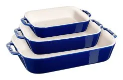 Staub 3-pcs Rectangular Ovenware Set Dark-blue