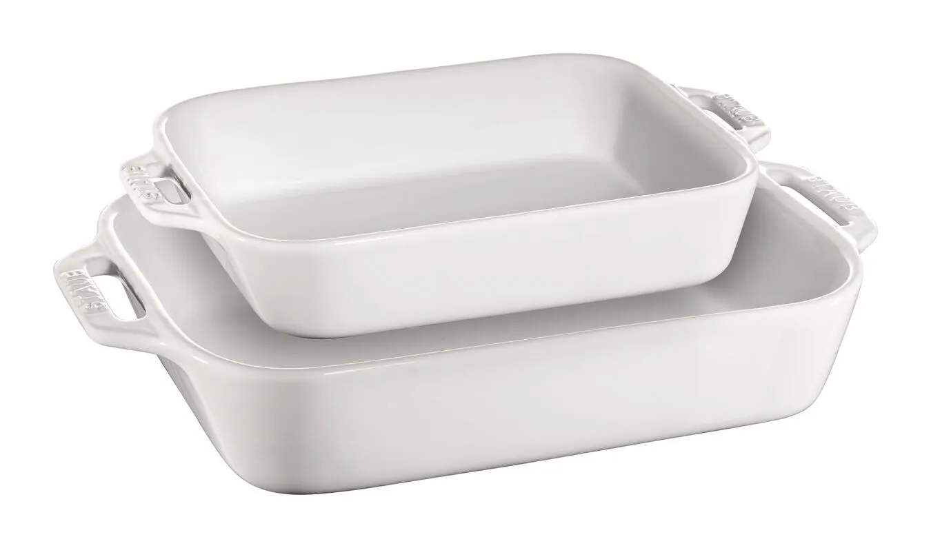 Staub 2-pcs Rectangular Ovenware Set White 1 Staub 2-pcs Rectangular Ovenware Set White