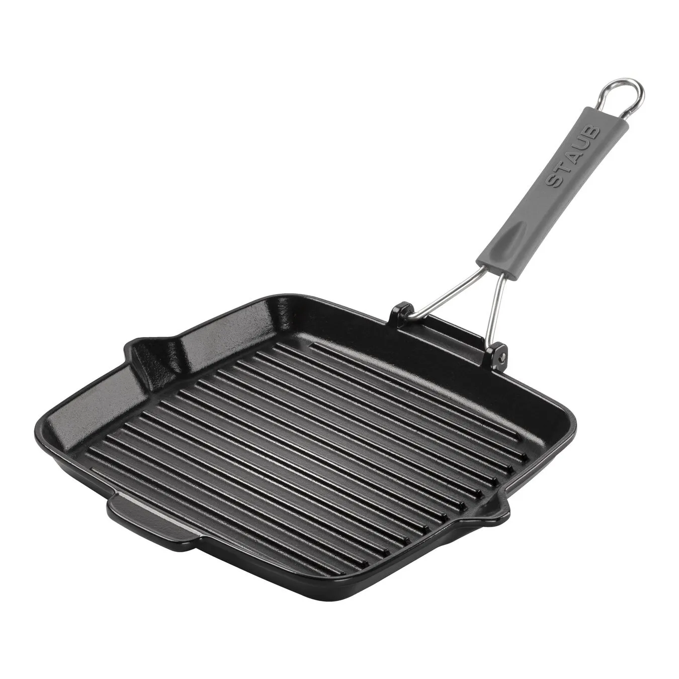 Staub 24 X 24 Cm Square Cast Iron Grill Pan With Pouring Spout Black 1 Staub 24 X 24 Cm Square Cast Iron Grill Pan With Pouring Spout Black
