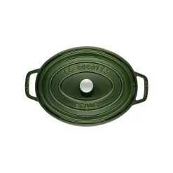 Staub 31 Cm Oval Cast Iron Cocotte Basil-green -Knives & Scissors Sales Store 40509 363 0 2 2