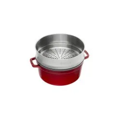 Staub 26 Cm Round Cast Iron Cocotte With Steamer Cherry -Knives & Scissors Sales Store 40510 601 0 2
