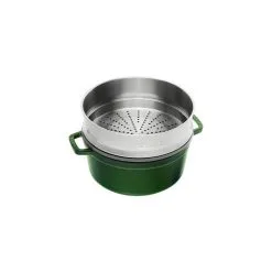 Staub 26 Cm Round Cast Iron Cocotte With Steamer Basil-green 5 Staub 26 Cm Round Cast Iron Cocotte With Steamer Basil-green -Knives & Scissors Sales Store 40510 603 0 2