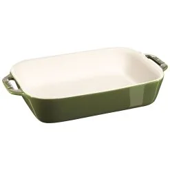 Staub 27 Cm X 20 Cm Rectangular Ceramic Oven Dish Basil-green