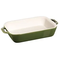 Staub 20 Cm X 16 Cm Rectangular Ceramic Oven Dish Basil-green