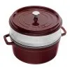 Staub 26 Cm Round Cast Iron Cocotte With Steamer Grenadine-red
