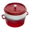 Staub 26 Cm Round Cast Iron Cocotte With Steamer Cherry