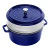 Staub 26 Cm Round Cast Iron Cocotte With Steamer Dark-blue