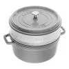 Staub 26 Cm Round Cast Iron Cocotte With Steamer Graphite-grey