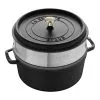 Staub 26 Cm Round Cast Iron Cocotte With Steamer Black