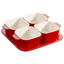 Staub 5-pcs Square Ceramic Appetiser Set Cherry