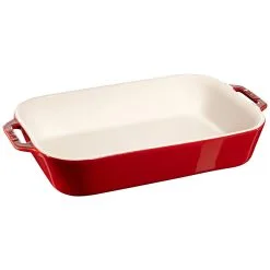 Staub 34 Cm X 24 Cm Rectangular Ceramic Oven Dish Cherry