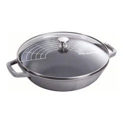 Staub 30 Cm Cast Iron Wok With Glass Lid Graphite-grey
