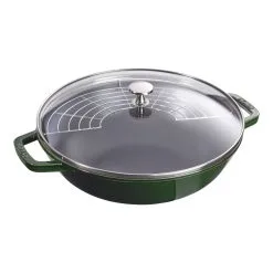 Staub 30 Cm Cast Iron Wok With Glass Lid Basil-green