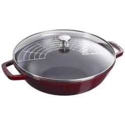 Staub 30 Cm Cast Iron Wok With Glass Lid Grenadine-red