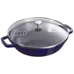 Staub 30 Cm Cast Iron Wok With Glass Lid Dark-blue