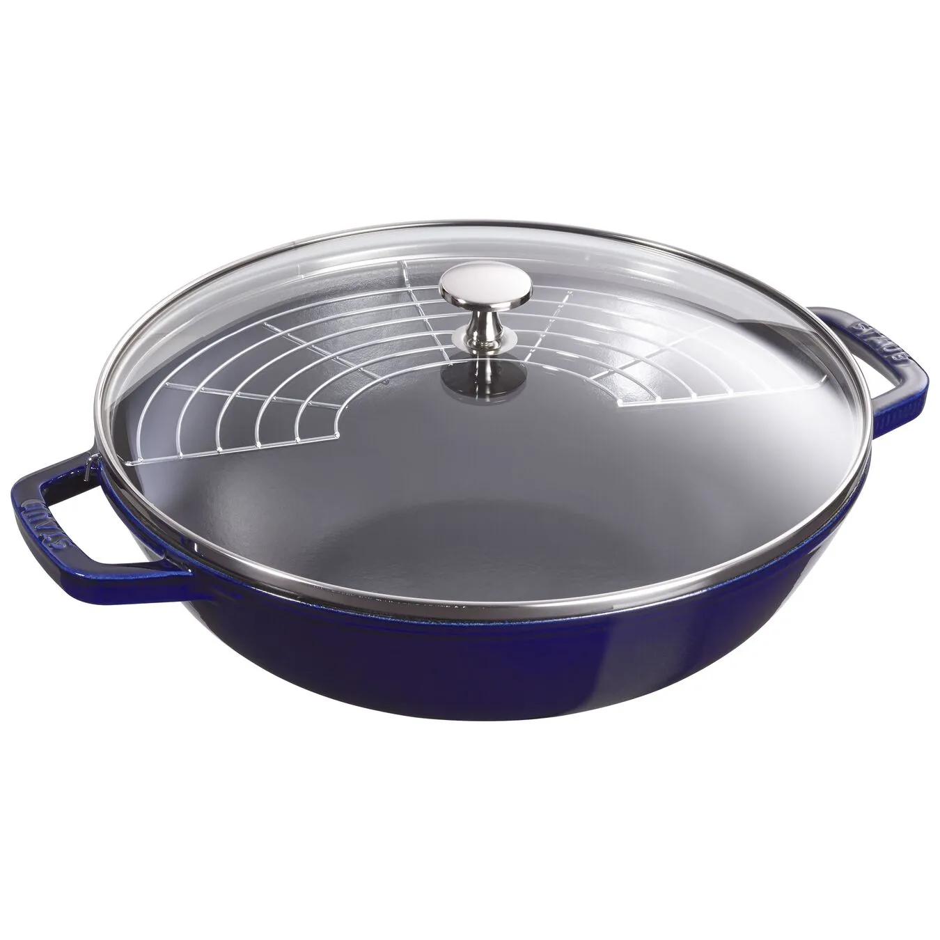 Staub 30 Cm Cast Iron Wok With Glass Lid Dark-blue 1 Staub 30 Cm Cast Iron Wok With Glass Lid Dark-blue