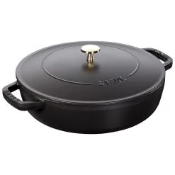 Staub 28 Cm Round Cast Iron Saute Pan Chistera Black