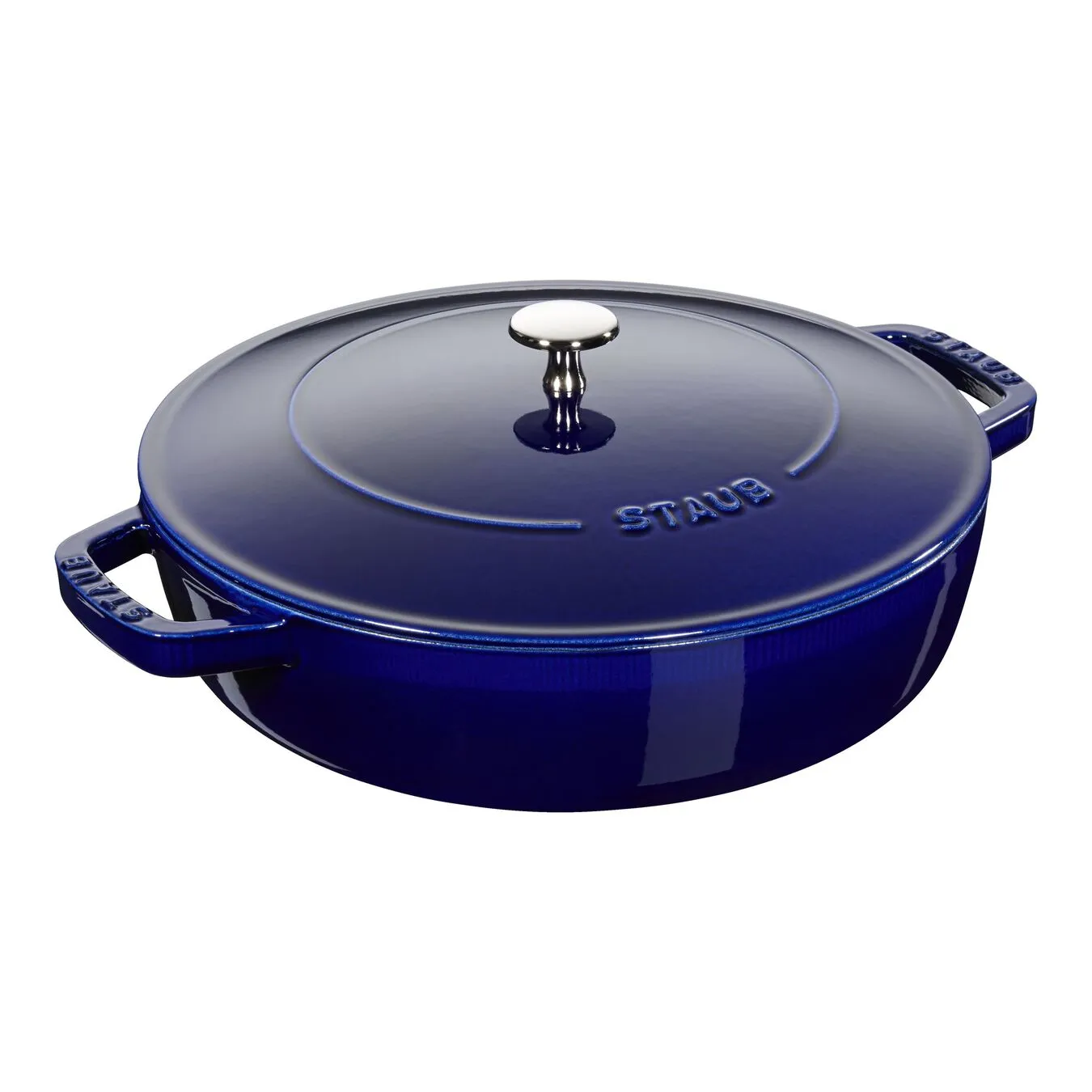 Staub 24 Cm Round Cast Iron Saute Pan Chistera Dark-blue 1 Staub 24 Cm Round Cast Iron Saute Pan Chistera Dark-blue