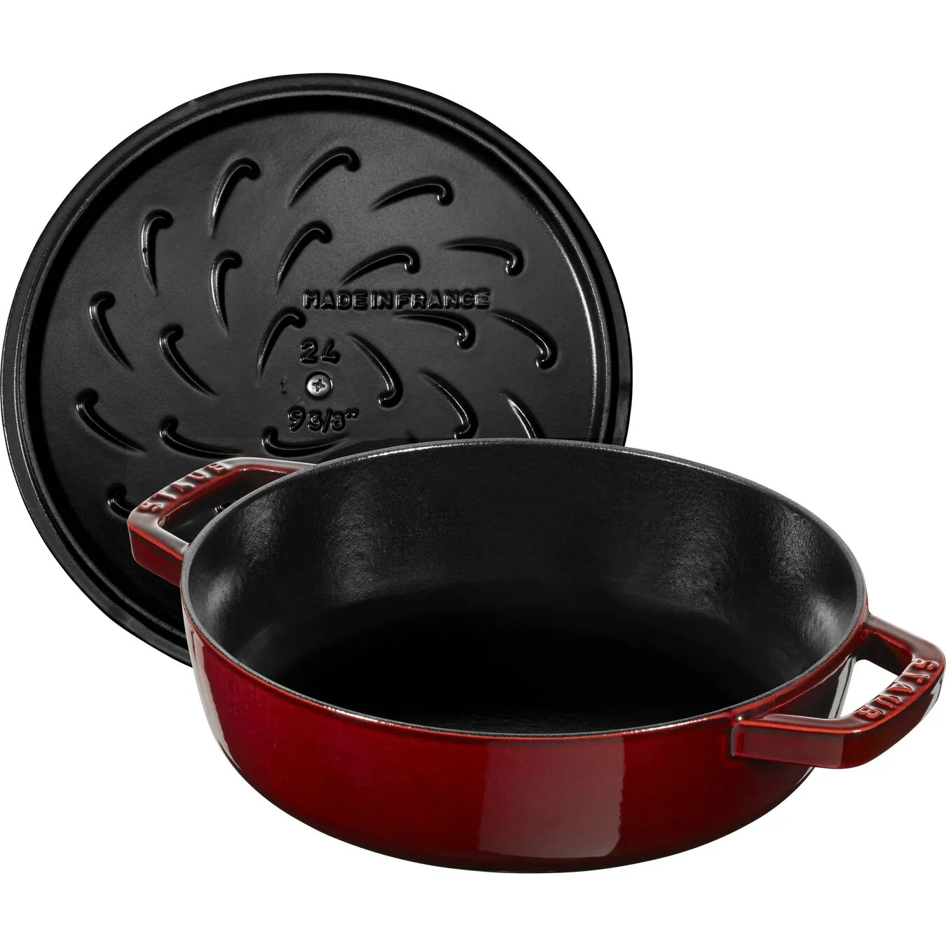 Staub 24 Cm Round Cast Iron Saute Pan Chistera Grenadine-red 2 Staub 24 Cm Round Cast Iron Saute Pan Chistera Grenadine-red - Image 2