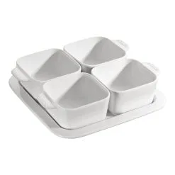 Staub 5-pcs Square Ceramic Appetiser Set Pure-white