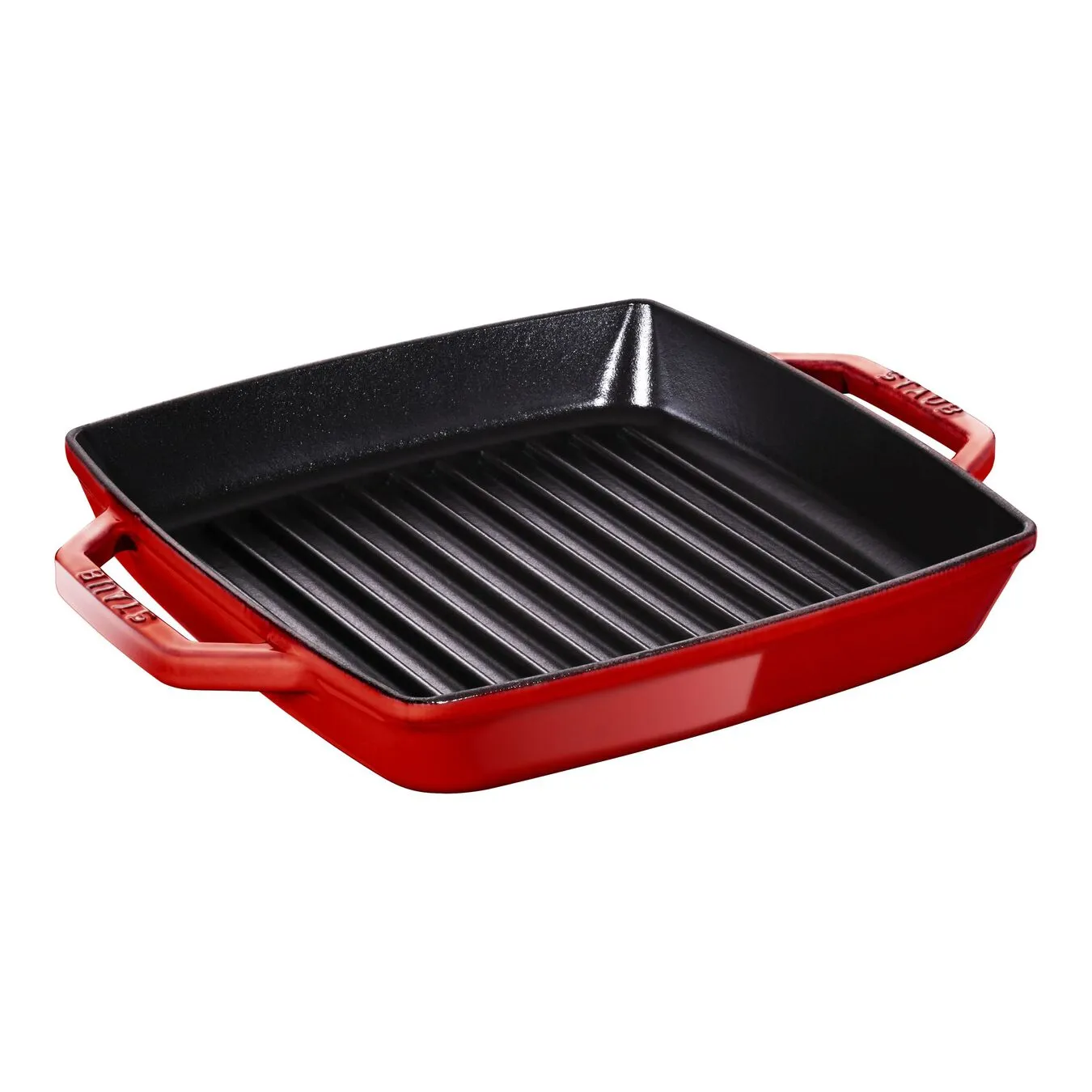 Staub 23 X 23 Cm Square Cast Iron Grill Pan Cherry 1 Staub 23 X 23 Cm Square Cast Iron Grill Pan Cherry