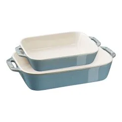 Staub 2-pcs Rectangular Ovenware Set Ancient-turquoise