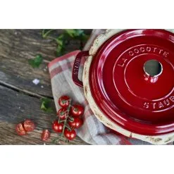 Staub 24 Cm Round Cast Iron Cocotte Cherry -Knives & Scissors Sales Store 424416044