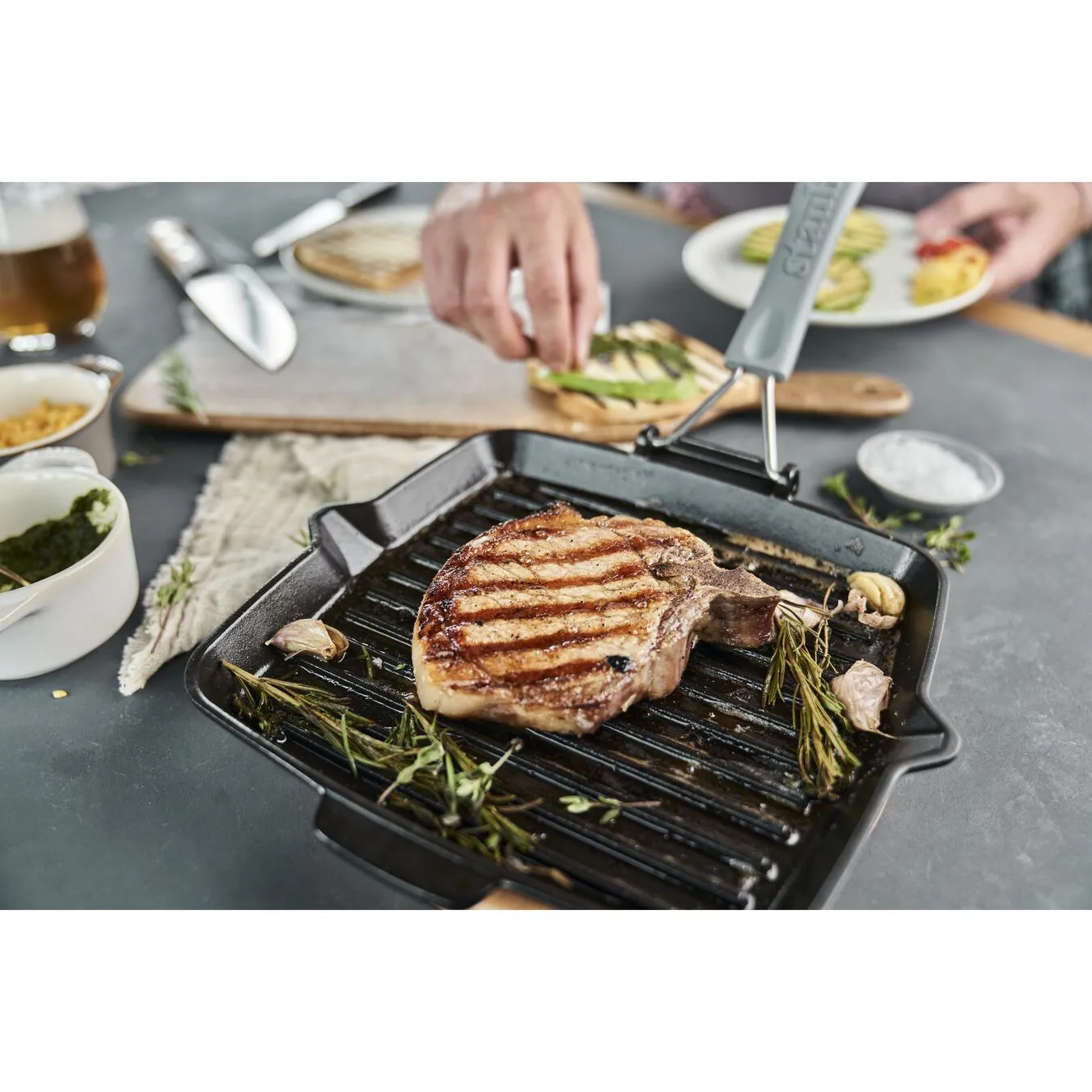 Staub 24 X 24 Cm Square Cast Iron Grill Pan With Pouring Spout Black 3 Staub 24 X 24 Cm Square Cast Iron Grill Pan With Pouring Spout Black - Image 3