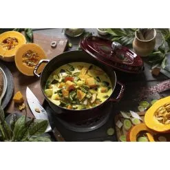 Staub 26 Cm Round Cast Iron Cocotte Grenadine-red -Knives & Scissors Sales Store 424422049