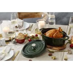 Staub 31 Cm Oval Cast Iron Cocotte Basil-green -Knives & Scissors Sales Store 750032082