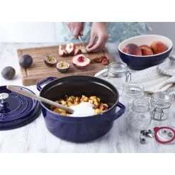 Staub 24 Cm Round Cast Iron Cocotte Dark-blue -Knives & Scissors Sales Store 750036209