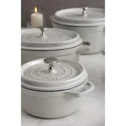 Staub 20 Cm Round Cast Iron Cocotte White Truffle 11 Staub 20 Cm Round Cast Iron Cocotte White Truffle -Knives & Scissors Sales Store 750037881