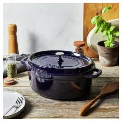 Staub 31 Cm Oval Cast Iron Cocotte Dark-blue -Knives & Scissors Sales Store 750058434