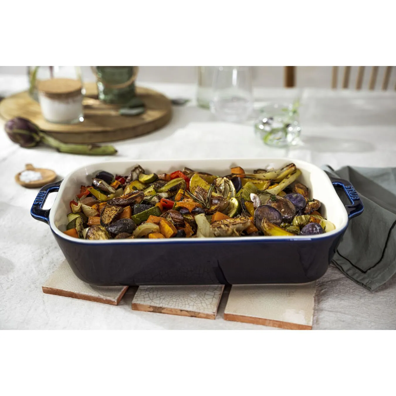 Staub 34 Cm X 24 Cm Rectangular Ceramic Oven Dish Dark-blue 6 Staub 34 Cm X 24 Cm Rectangular Ceramic Oven Dish Dark-blue - Image 6